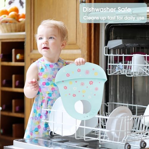 2 Pack Silicone Baby Bibs Adjustable Fit Waterproof Bib - Image 7