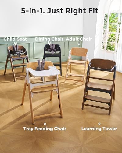 Momcozy 5-in-1 Convertible Wooden High Chair - Image 4