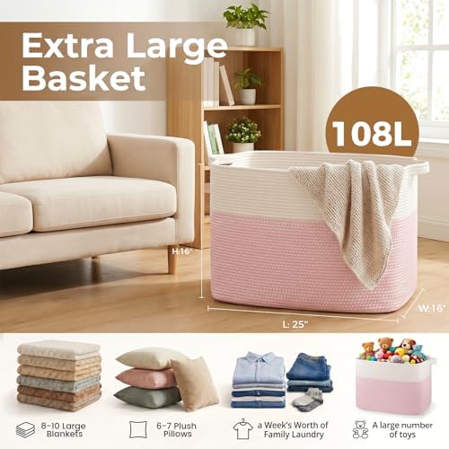 OIASKET 108L Cotton Rope Storage Basket - Image 2