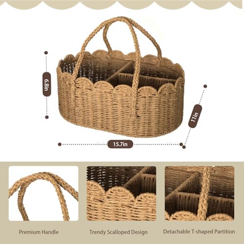 Diaper Caddy Organizer, Paper Rope Storage Baskets Nursery Bin - Image 3