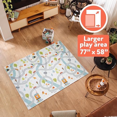 Nuby Reversible Baby Floor Mat, Car Tracks - Image 3