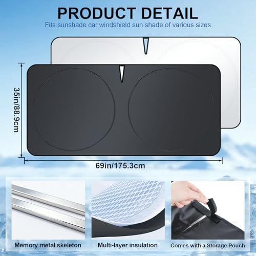 JUSTTOP 300T Double-Layer Design Universal Car Windshield Sun Shade, Foldable - Image 3