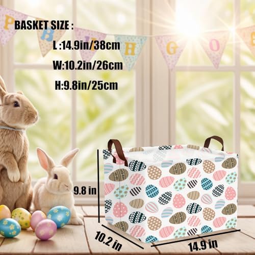 Large Cute Easter Basket for Kid Empty Gift Baby Rectangle Storage Bin Bunny - Image 3