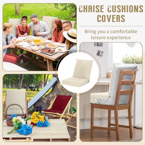 Tudomro 4 Pcs Outdoor High Back Chair Cushion Covers Waterproof Patio - Image 6