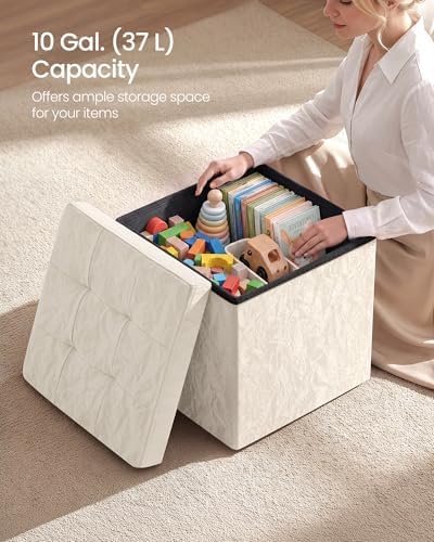 SONGMICS Storage Ottoman, Foldable PU Leather Footrest - Image 6