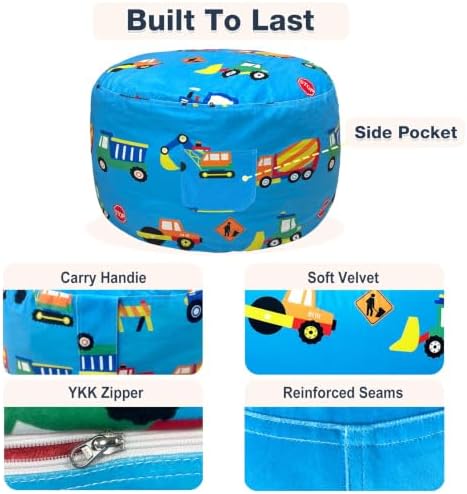 Lukeight Construction Animal Storage Bean Bag Chair Cover - Image 6