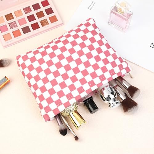 SOIDRAM 2 Pcs Checkered Makeup Bag Large Cosmetic Bag Toiletry Bag Makeup Pouch - Image 7