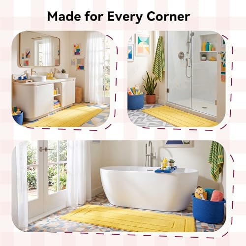 GRANNY SAYS Yellow Bathroom Runner Rug 59" x 24", Soft Microfiber Bath Mat - Image 7