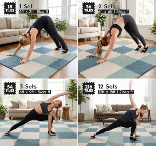 18 Pcs EVA Foam Floor Tiles, Puzzle Exercise Mat Set - Image 2