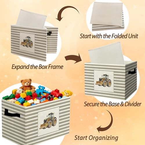 Rustic Construction Tractor Storage Bins Boxes Handles - Image 6