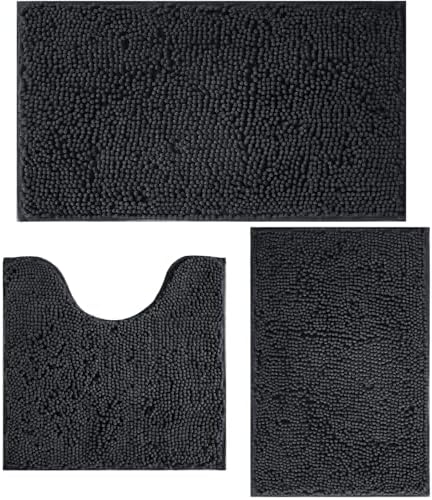 3 Piece Bathroom Rugs Set, Non-Slip Bath Mats by Flotstiga