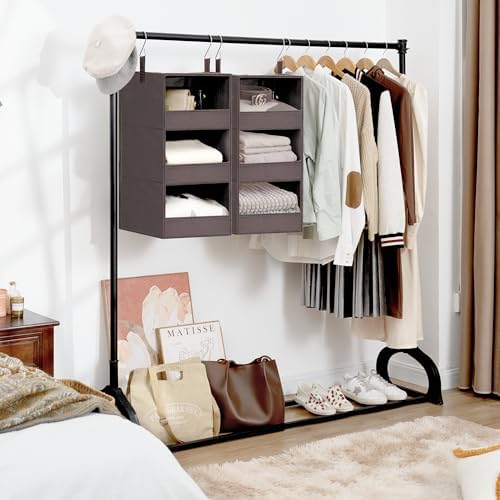 GRANNY SAYS 3-Shelf Hanging Closet Organizer, Foldable Storage, Dark Brown - Image 2