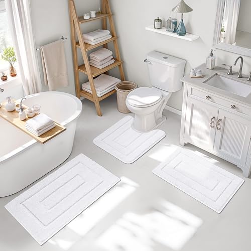 GRANNY SAYS White Bathroom Rugs Set 3 Piece, Soft Microfiber Bath Mats - Image 4