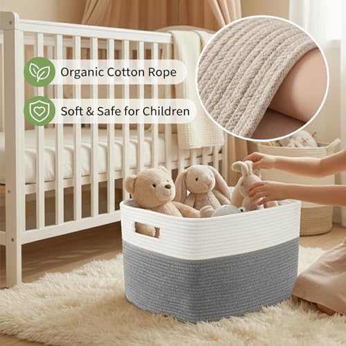 JMvicyroam 65L Large Woven Cotton Rope Blanket Basket - Image 4