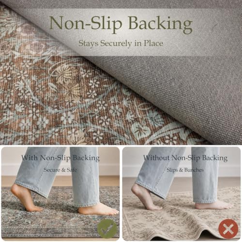 JOLLYVOGUE 8x10 Area Rugs for Living Room, Vintage Washable Rug - Image 4