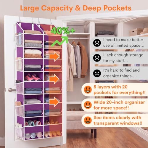 Ofiray-home 5-Tier Over Door Organizer, 10-Compartment Wide Storage Rack - Image 2