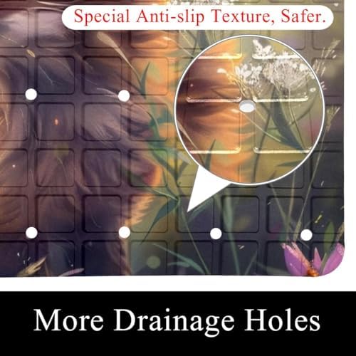 Bathtub Mat Non Slip 26.8x15.1 Inch, Fox Butterfly Shower Mat - Image 2