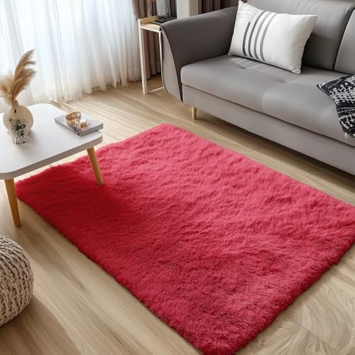 OLANLY 3x5 Machine Washable Small Bedside Rug, Soft Fluffy Shaggy Rugs - Image 3