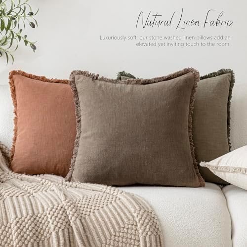 Foindtower Decorative Linen Fringe Throw Pillow Covers Cozy Boho Farmhouse - Image 6