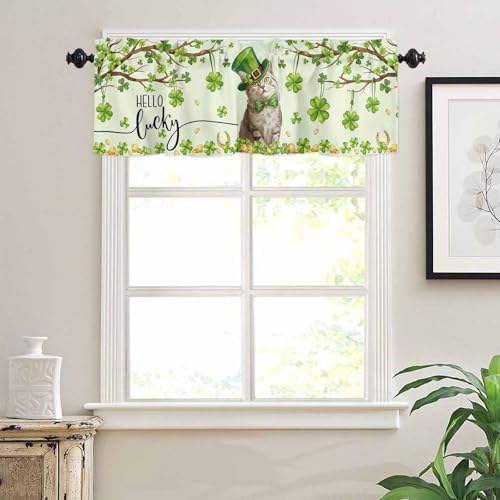Vandarllin Lucky Cat St. Patrick's Day Kitchen Curtains and Valances Set - Image 6