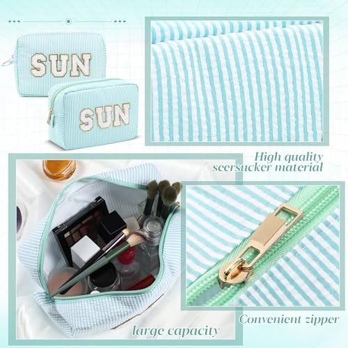 Sanwuta Seersucker Cosmetic Bags Sun Bag Sunscreen Pouch - Image 3