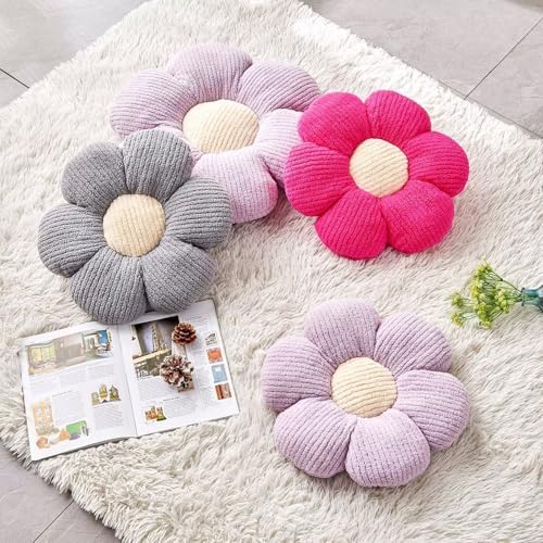 Kcvvcr Flower Throw Pillow, Soft Grey 19.6" Shaped Floor Pillow - Image 3