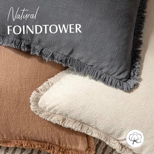 Foindtower Decorative Linen Fringe Throw Pillow Covers Cozy Boho Farmhouse - Image 4