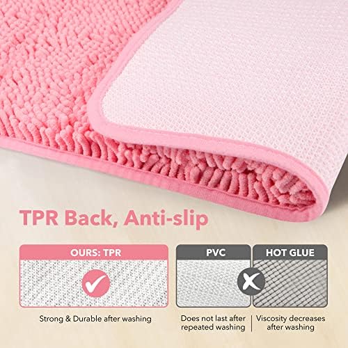 Yeaban Chenille Pink Bathroom Runner Rug 24"x60" - Image 3