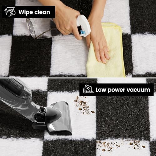 Super Soft Rug for Bedroom, 5x7 Ft Black and White Area Rug Classic Checkered - Image 3