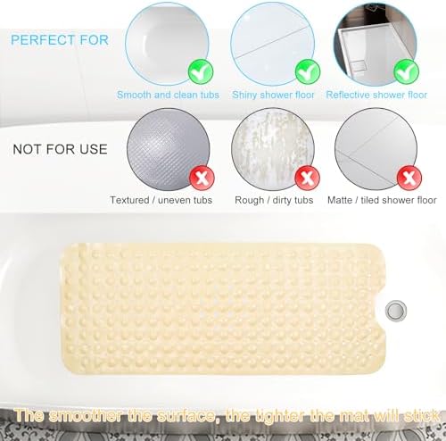 Sheepping Baby Bath Mat for Tub Non Slip Extra Long Cover Bathtub Mat for - Image 2