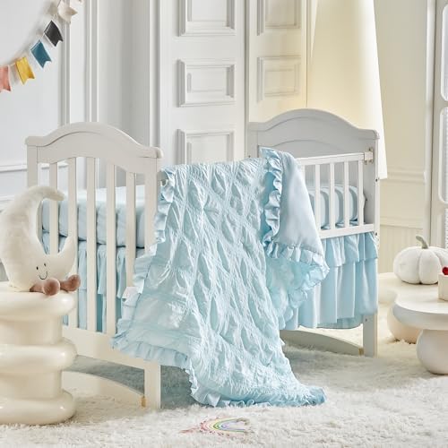 Ruffled Mini Crib Bedding Set Baby Boho Quilted Comforter - Image 2
