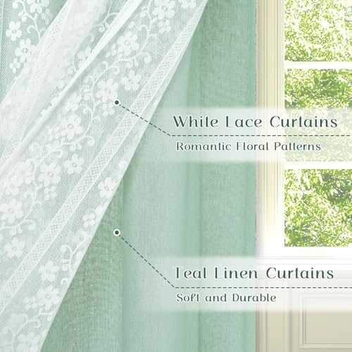 ASPMIZ Linen Kitchen Curtains 36 Inch Double Layer Kitchen Window Curtains - Image 2