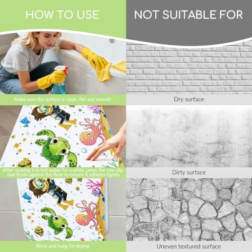 Baby Bathtub Mat Non Slip, Machine Washable, Sea Turtle - Image 6