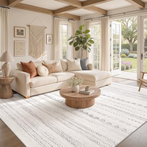 Nakagishi Boho 10x14 Area Rug Living Room Rugs Machine Washable Gray - Image 2