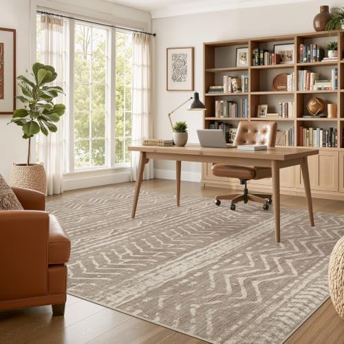 Nakagishi 8x11 Area Rugs Living Room: Washable Boho Large Neutral Soft - Image 5