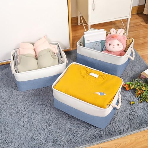 Storage Bins with Sturdy Cotton Handles, Fabric Storage Baskets - Image 3
