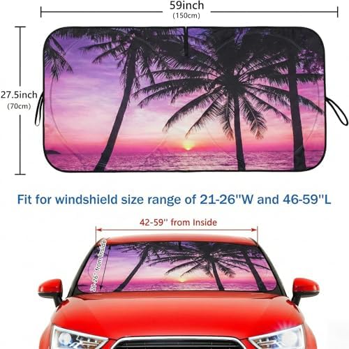 Car Windshield Sun Shade, Universal Fit Compact Sedan SUV, Vacation Style - Image 4