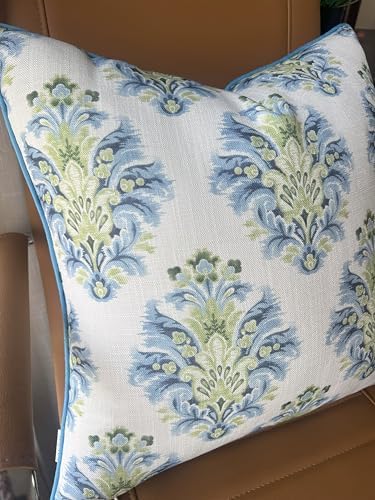 Blue Green Damask Medallion 18x18 Throw Pillow Cover - Image 3