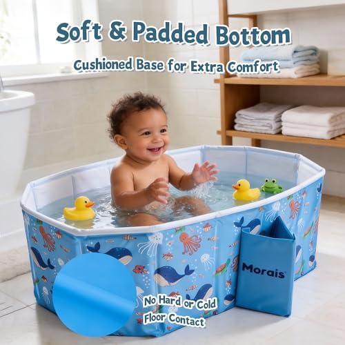 MORAIS Collapsible Baby Bathtub, Portable Toddler Bath Tub - Image 6