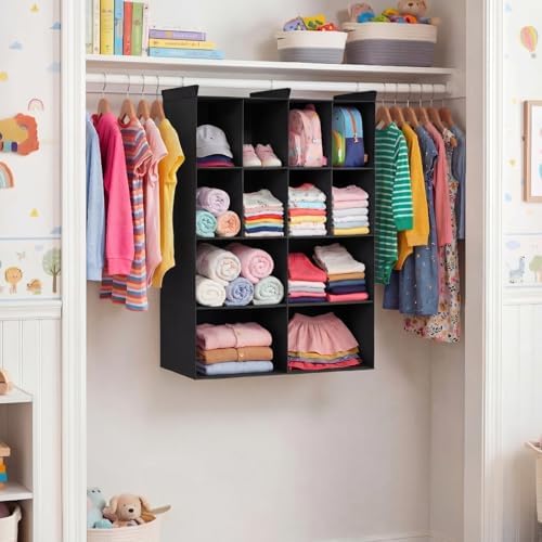 4 Tier Hanging Closet Organizer, 12 Compartments Dual Row Storage - Image 2