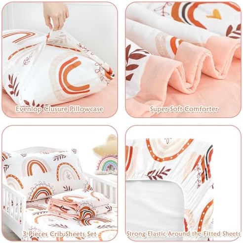 Pea Pod Muslin Toddler Bedding Set Rainbow 3-Piece - Image 3