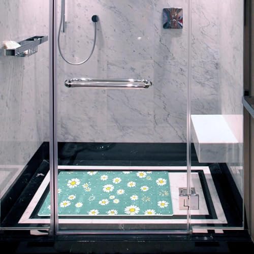 Bathtub Mat Non Slip 26.8x15.1 Inch, Daisies Floral Shower Mat - Image 6