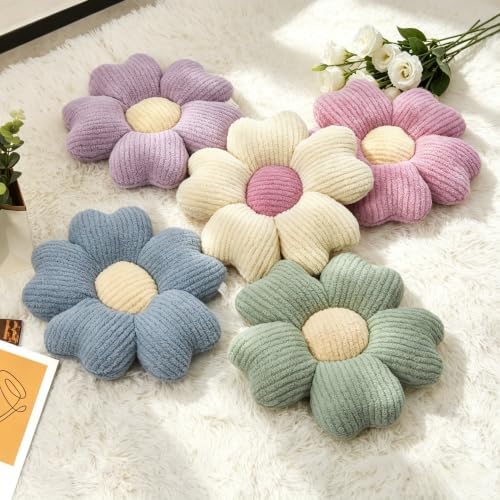 2 Pcs Flower Pillow 15'' Pink Decorative Throw Pillows - Image 5