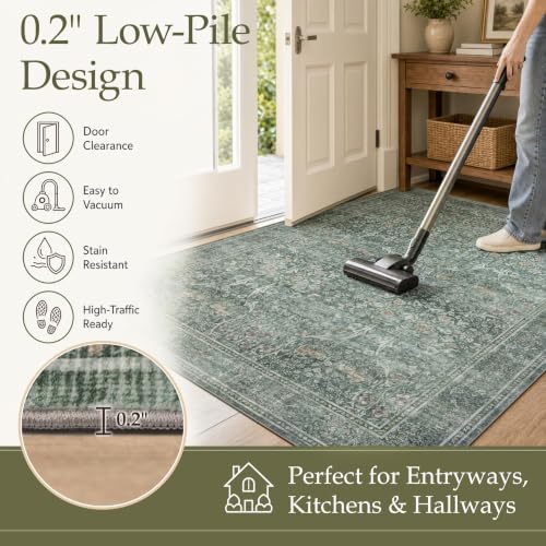 JOLLYVOGUE 8x10 Area Rugs for Living Room, Washable Rug, Moss Green - Image 6
