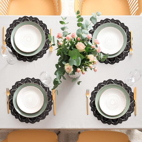MCEAST 300 Pack Round Black Paper Doilies 13.5 Inches Lace Paper Place Mats - Image 6