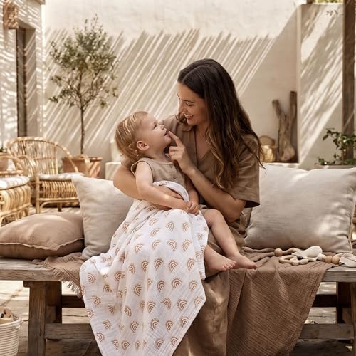 Muslin Swaddle Blankets for Newborn, 3 Pack Breathable Soft Receiving Blanket - Image 3