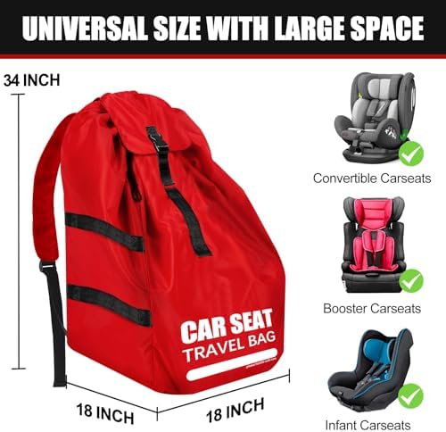 Car Seat Travel Bag for Airplane, Padded Strap Car Seat Bags for Air Travel - Image 3