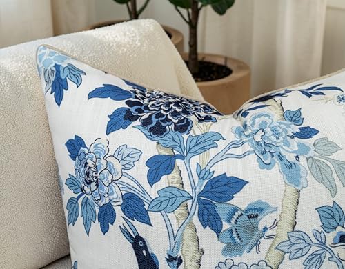 Chinoiserie Bird Hydrangea Print 20x20 Throw Pillow Cover - Image 3
