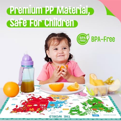 4 Pack Double-Sided Placemats, Washable & Reusable Table Mats -Math, Periodic - Image 3