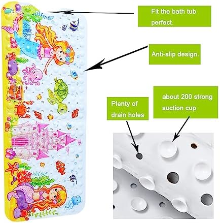 Non Slip Bath Mat for Inside Bath for Kids Girls and Boys, Cartoon Sea Animal - Image 2